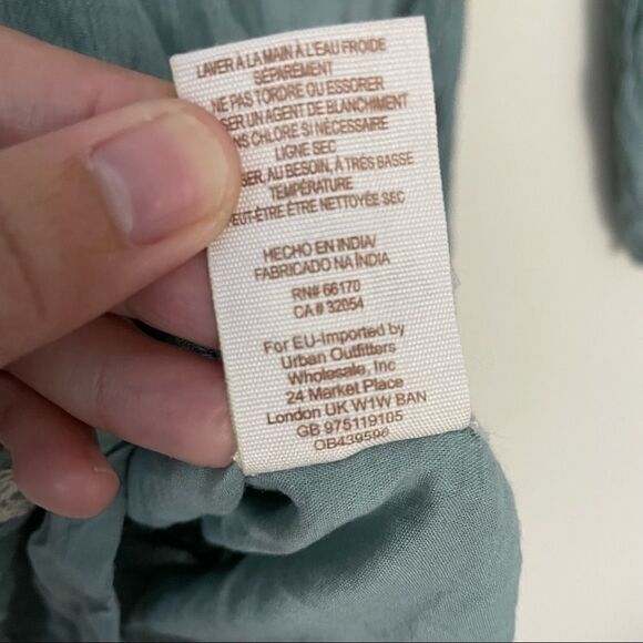 FREE PEOPLE Emma's Embroidered Dress in Misty Green Back Cut Out Detail SZ SP - Picture 9 of 12